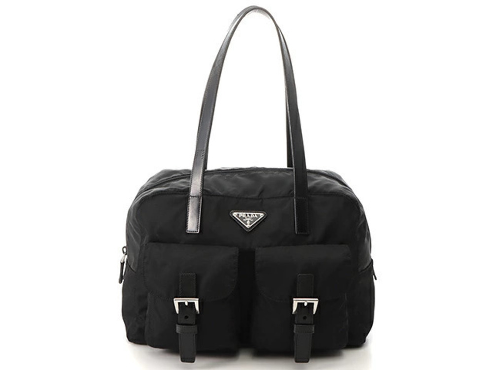 Prada Tessuto Saffiano Shoulder Bag Leather Black